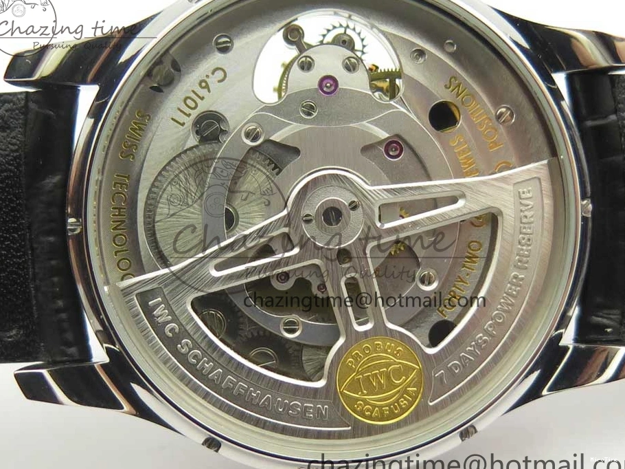 MIROTIME 0524 Sporty Portuguese Tourbillon IW5463 SS ZF Best Edition Black Dial on Black Leather Strap 7173